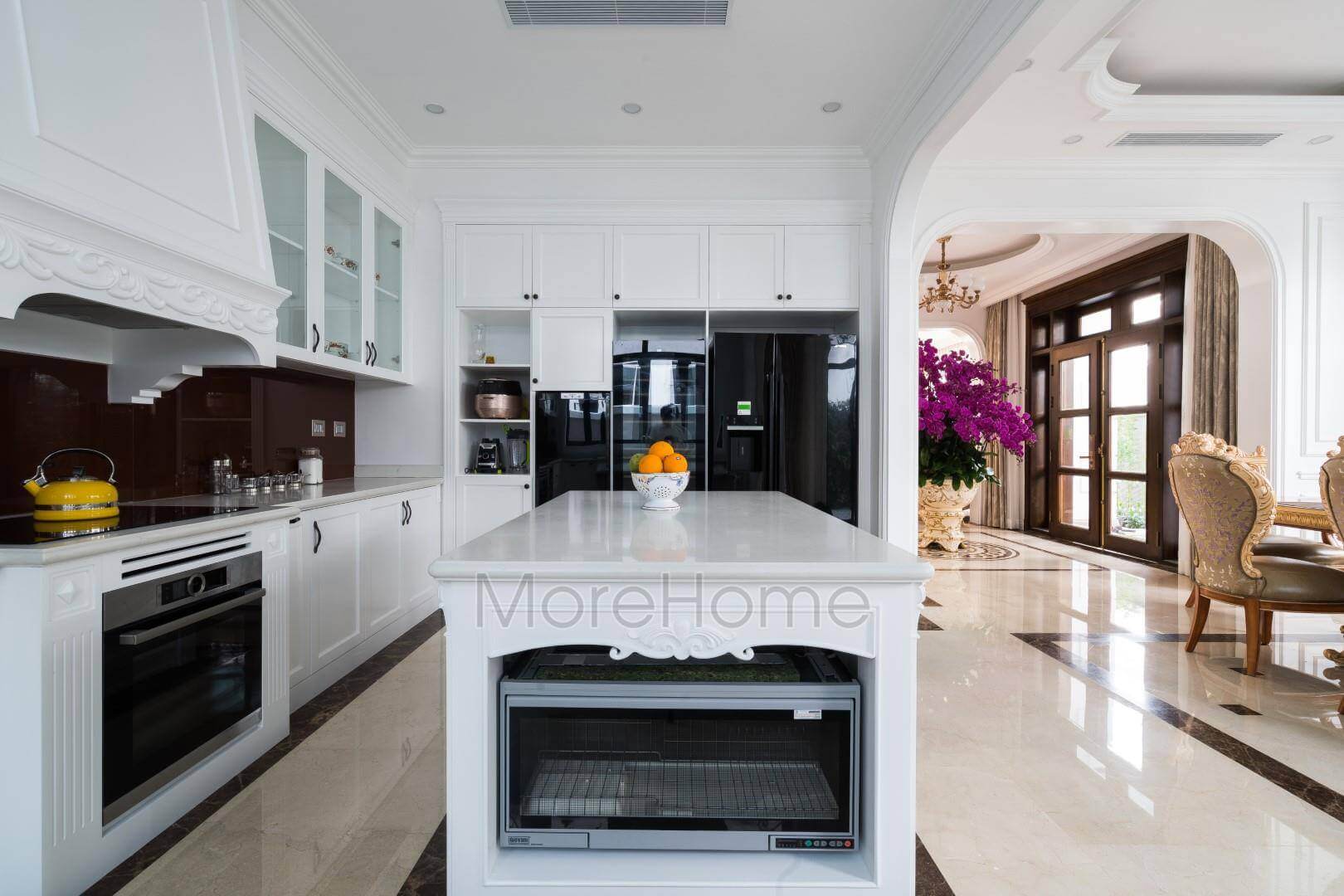 Đội ngũ thi công tủ bếp tân cổ điển cho biệt thự Imperia Hải Phòng Thiết kế tủ bếp biệt thự sang trọng