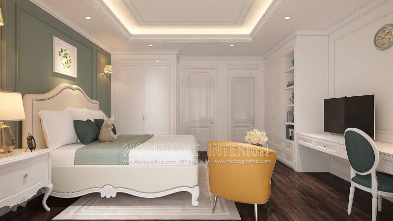 Giường ngủ chung cư tân cổ điển Giường ngủ chung cư tân cổ điển