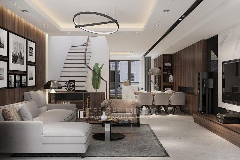 Bố trí nội thất phòng khách liền bếp đẹp sang trọng cho chung cư, biệt thự, nhà phố, nhà liền kề.